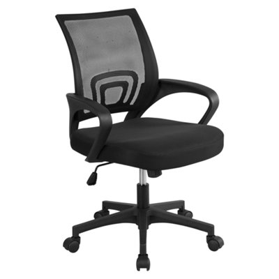 Yaheetech Black Ergonomic Mid-back Mesh Office Chair