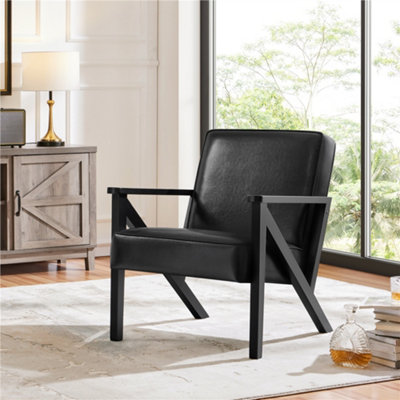 Yaheetech Black Extra-wide Faux Leather Armchair