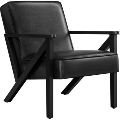 Yaheetech Black Extra-wide Faux Leather Armchair