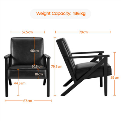 Yaheetech Black Extra-wide Faux Leather Armchair
