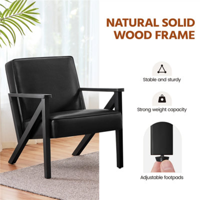 Yaheetech Black Extra wide Faux Leather Armchair