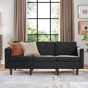 Yaheetech Black Fabric Upholstered 3-Seater Sofa Couch