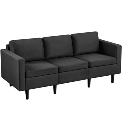 Yaheetech Black Fabric Upholstered 3-Seater Sofa Couch