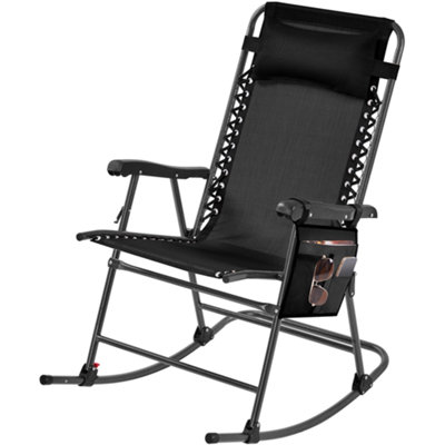 Yaheetech Black Foldable Outdoor Lounge Chair Rocking Recliner