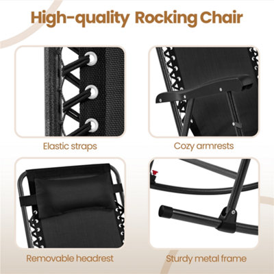 Yaheetech Black Foldable Outdoor Lounge Chair Rocking Recliner