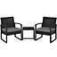 Yaheetech Black/Grey 3-Piece Patio Set Rattan Chairs and Table