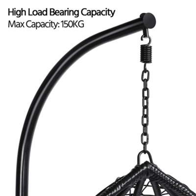 Yaheetech Black Hanging Swing Chair with Cushion Garden Patio Rattan Hammock Chair - 5