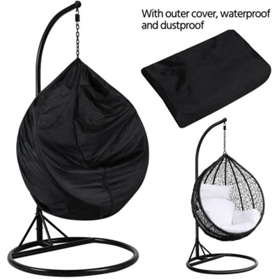 Yaheetech Black Hanging Swing Chair with Cushion Garden Patio Rattan Hammock Chair - 6