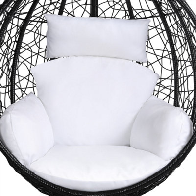 Yaheetech Black Hanging Swing Chair with Cushion Garden Patio Rattan Hammock Chair - 7