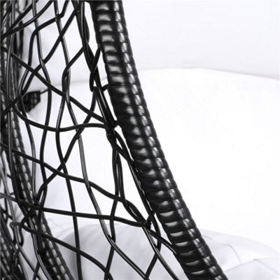 Yaheetech Black Hanging Swing Chair with Cushion Garden Patio Rattan Hammock Chair - 8