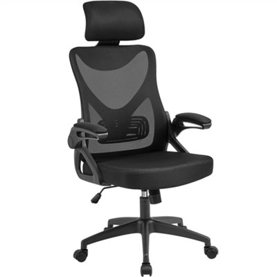 Yaheetech Black High Back Mesh Office Chair with Headrest and Armrest