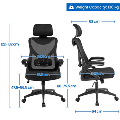 Yaheetech Black High Back Mesh Office Chair with Headrest and Armrest