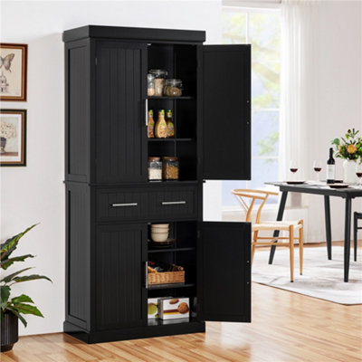 Yaheetech Black Kitchen Pantry with Adjustable Shelves