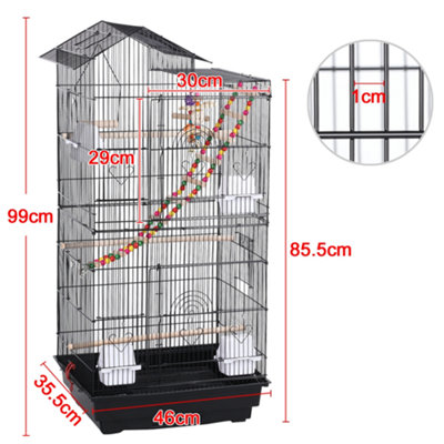 Yaheetech Black Large Roof Top Metal Bird Cage w/ Swing and Ladder