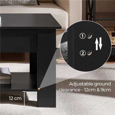 Yaheetech Black Lift Top Coffee Table with Hidden Compartment & Open Shelf