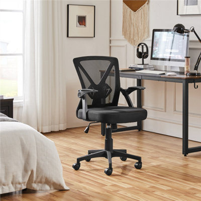 Yaheetech Black Mesh Office Chair with Flip-up Armrests