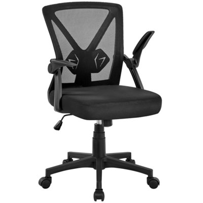 Yaheetech Black Mesh Office Chair with Flip-up Armrests