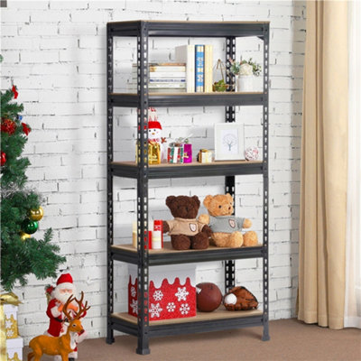 Yaheetech Black Metal 5 Tiers Boltless Storage Shelf for Warehouse Home