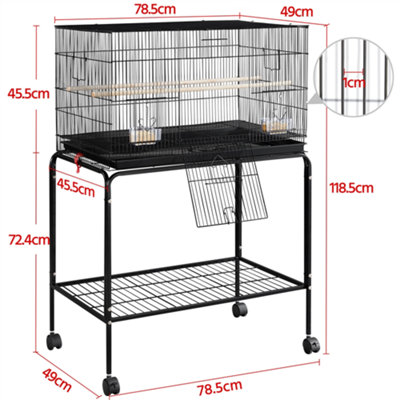 Yaheetech Black Metal Bird Cage Flight Cage with Rolling Stand Extra Space
