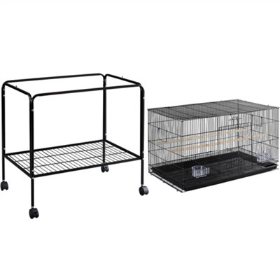 Yaheetech Black Metal Bird Cage Flight Cage with Rolling Stand Extra Space - 4
