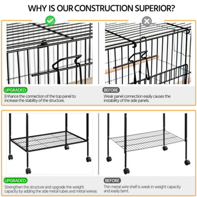 Yaheetech Black Metal Bird Cage Flight Cage with Rolling Stand Extra Space - 6