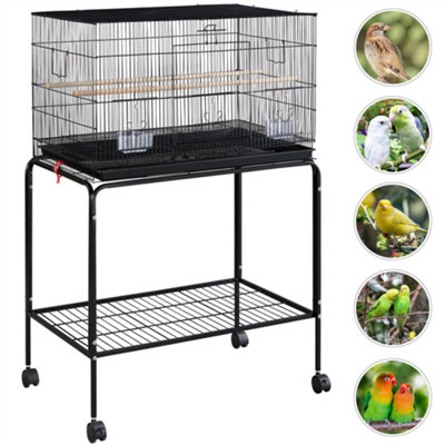Yaheetech Black Metal Bird Cage Flight Cage with Rolling Stand Extra Space - 7