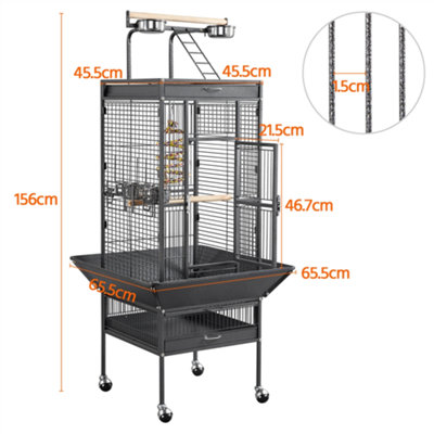 Yaheetech Black Metal Bird Cage with Playtop and Casters - 3
