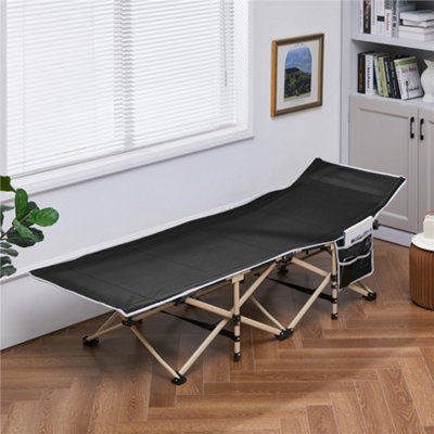 Yaheetech Black Metal Folding Camping Bed with Carry Bag