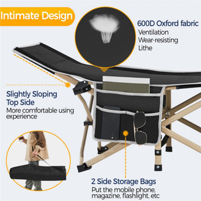 Yaheetech Black Metal Folding Camping Bed with Carry Bag - 5