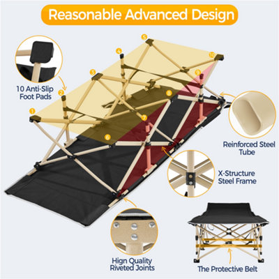 Yaheetech Black Metal Folding Camping Bed with Carry Bag - 7