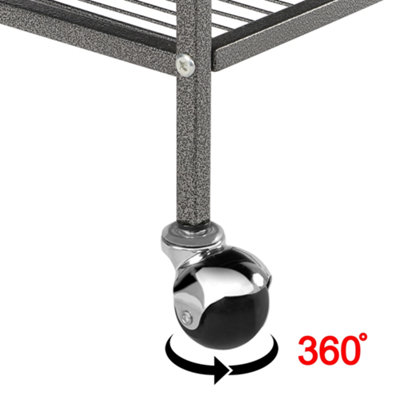 Yaheetech Black Metal Rolling Bird Cage with 3 Perches & 4 Feeders & Storage Shelf - 5