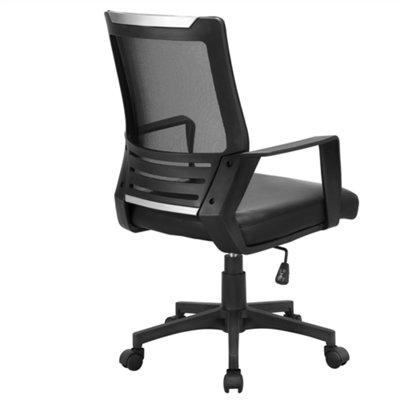 Yaheetech Black Mid-back Padded Seat Leather Mesh Office Chair