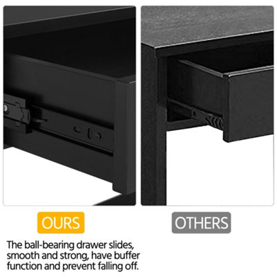 Yaheetech Black Modern Console Table with 2 Open Shelves