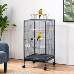Yaheetech Black Open-Top Bird Cage with Rolling Stand