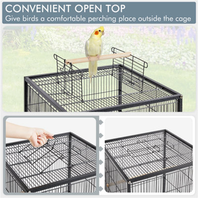 Yaheetech Black Open-Top Bird Cage with Rolling Stand - 7