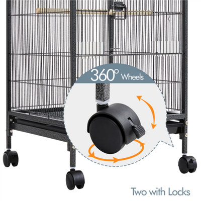 Yaheetech Black Open-Top Bird Cage with Rolling Stand - 8