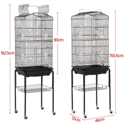 Yaheetech Black Open Top Metal Bird Cage Large Rolling Parrot Cage w/ Slide-out Tray - 3