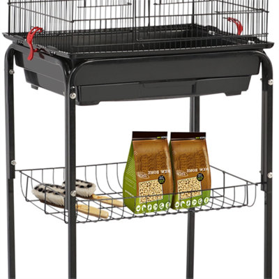 Yaheetech Black Open Top Metal Bird Cage Large Rolling Parrot Cage w/ Slide-out Tray - 8
