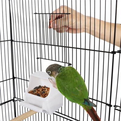 Yaheetech Black Open Top Metal Bird Cage Large Rolling Parrot Cage w/ Slide-out Tray - 9
