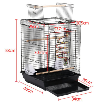 Yaheetech Black Open Top Metal Bird Cage w/ Open Play Top - 3