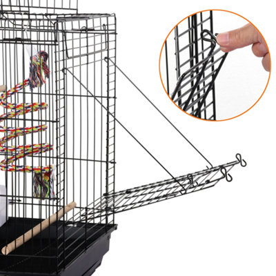 Yaheetech Black Open Top Metal Bird Cage w/ Open Play Top - 7