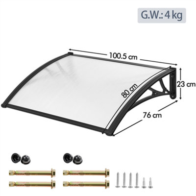 Yaheetech Black Outdoor Awning Canopy for Window Front Door Porch - 4