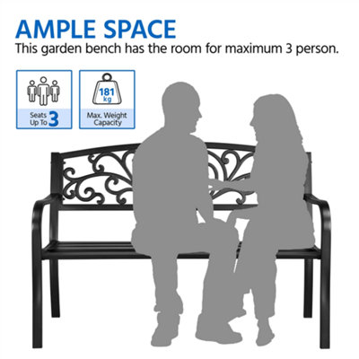 Yaheetech Black Outdoor Iron Bench for Patio - 4