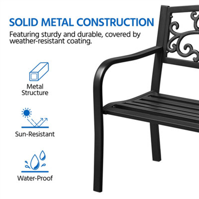 Yaheetech Black Outdoor Iron Bench for Patio - 7