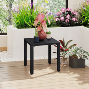 Yaheetech Black Outdoor Small Metal Square Side Table