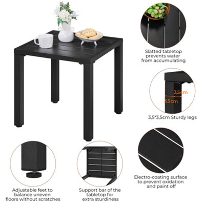 Yaheetech Black Outdoor Small Metal Square Side Table