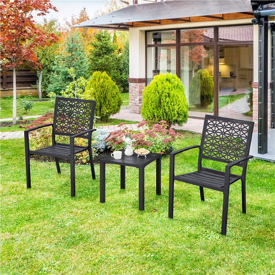 Yaheetech Black Outdoor Small Metal Square Side Table