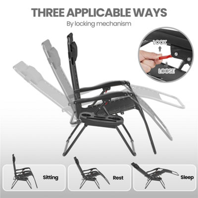 Yaheetech Black Oversized Foldable Zero Gravity Chair - 4