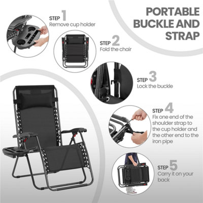 Yaheetech Black Oversized Foldable Zero Gravity Chair - 5