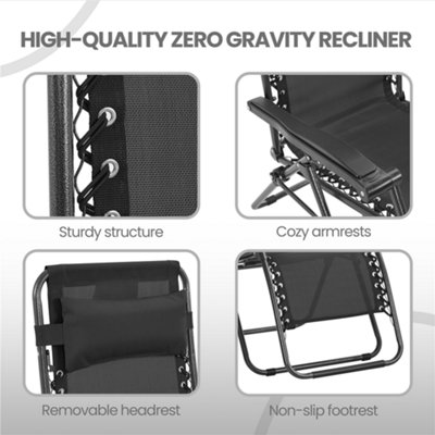 Yaheetech Black Oversized Foldable Zero Gravity Chair - 7
